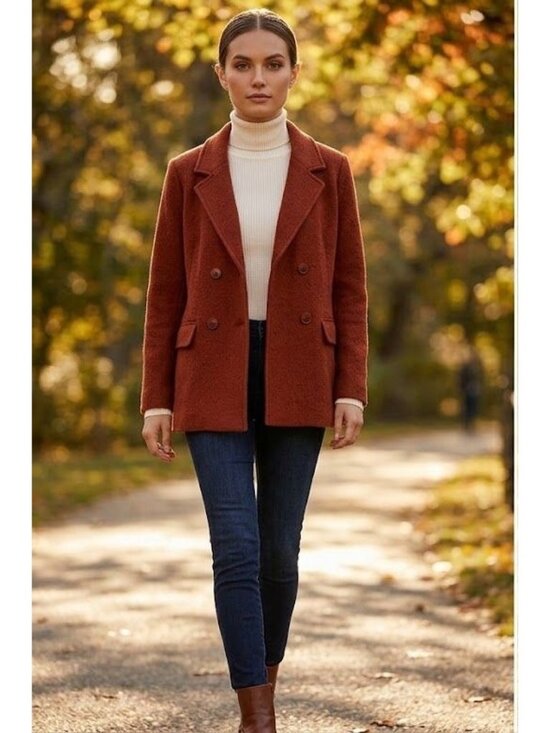 Rachel Zoe Jackets & Blazers - NWT Rachel Zoe Double Breasted Wool Blend Jacket Size Small Cinnamon Terracotta